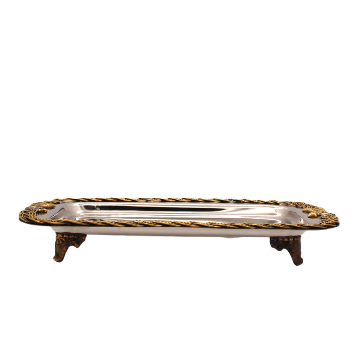 Rectangular Tray | Two Tone | St Steel &amp; Brass