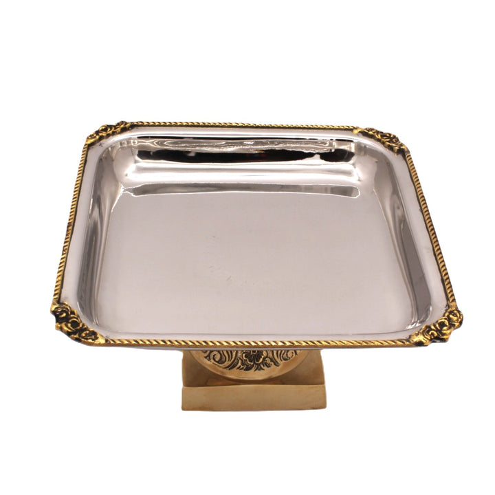 Square Candy Stand | Two tone |  St Steel &amp; Brass