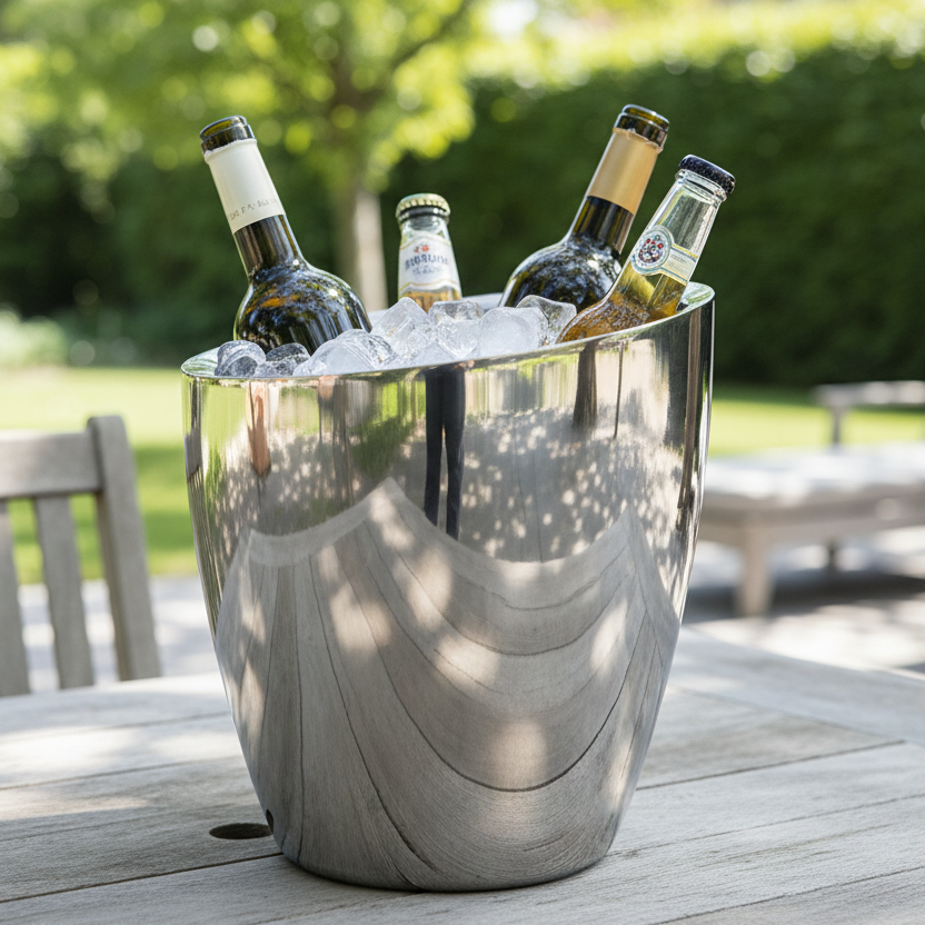 Slant Ice Bucket | Double wall | Stainless Steel | Ice Pattern
