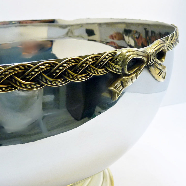 Large Bowl Server | Two Tone | Stainless Steel &amp; Brass 