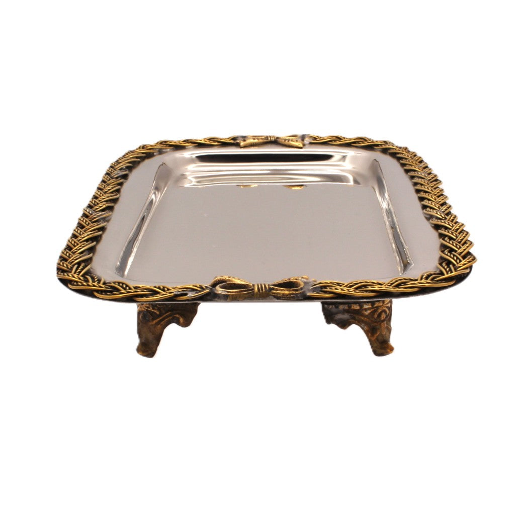 Rectangular Tray | Two Tone | St Steel &amp; Brass