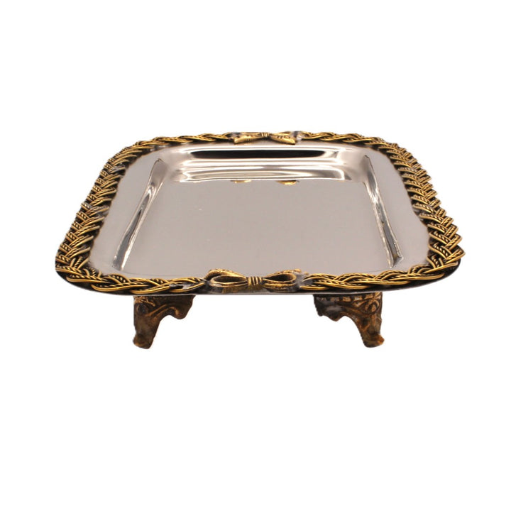 Rectangular Tray | Two Tone | St Steel &amp; Brass