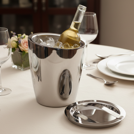 Slant Ice Bucket | Double wall | Stainless Steel | Ice Pattern