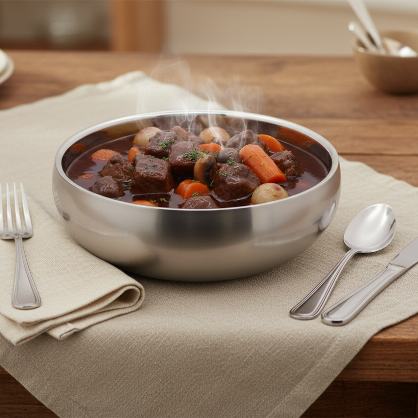 Round Bowl | Double Wall | Stainless Steel | Ice Pattern | 300047