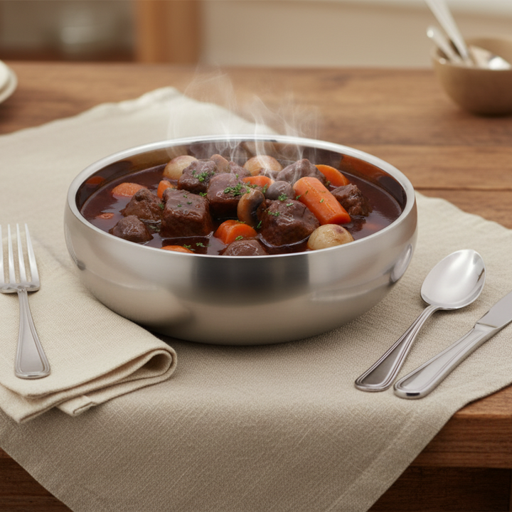 Round Bowl | Double Wall | Stainless Steel | Ice Pattern | 300047