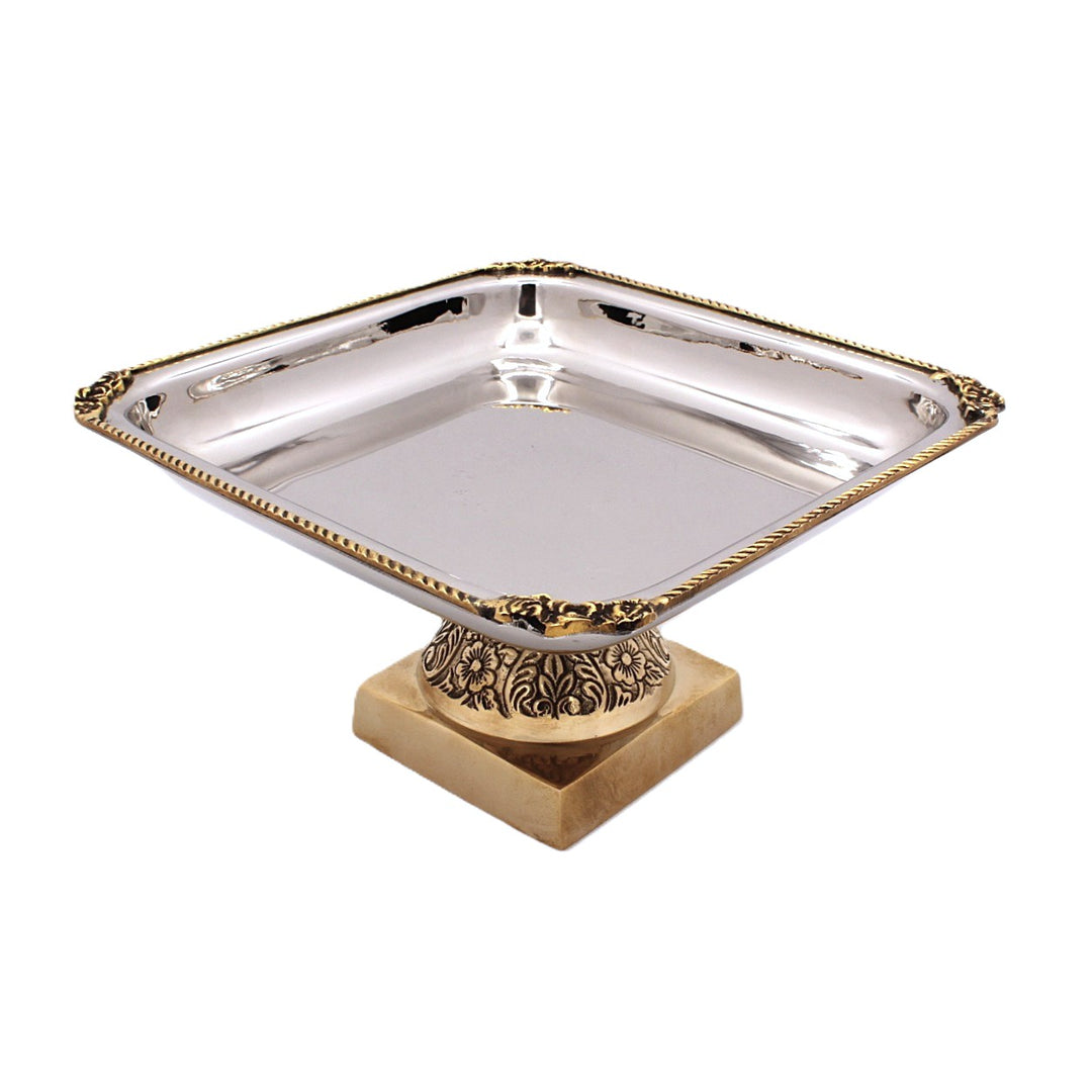Square Candy Stand | Two tone |  St Steel &amp; Brass