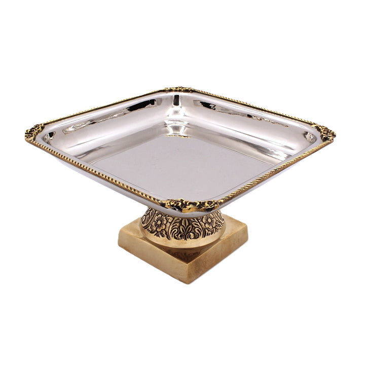 Square Candy Stand | Two tone |  St Steel &amp; Brass