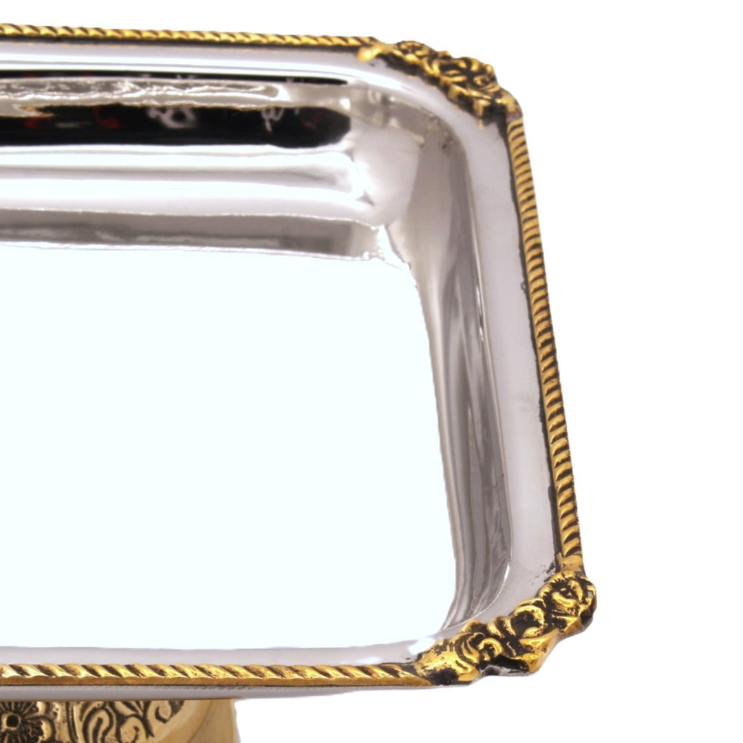 Square Candy Stand | Two tone |  St Steel &amp; Brass