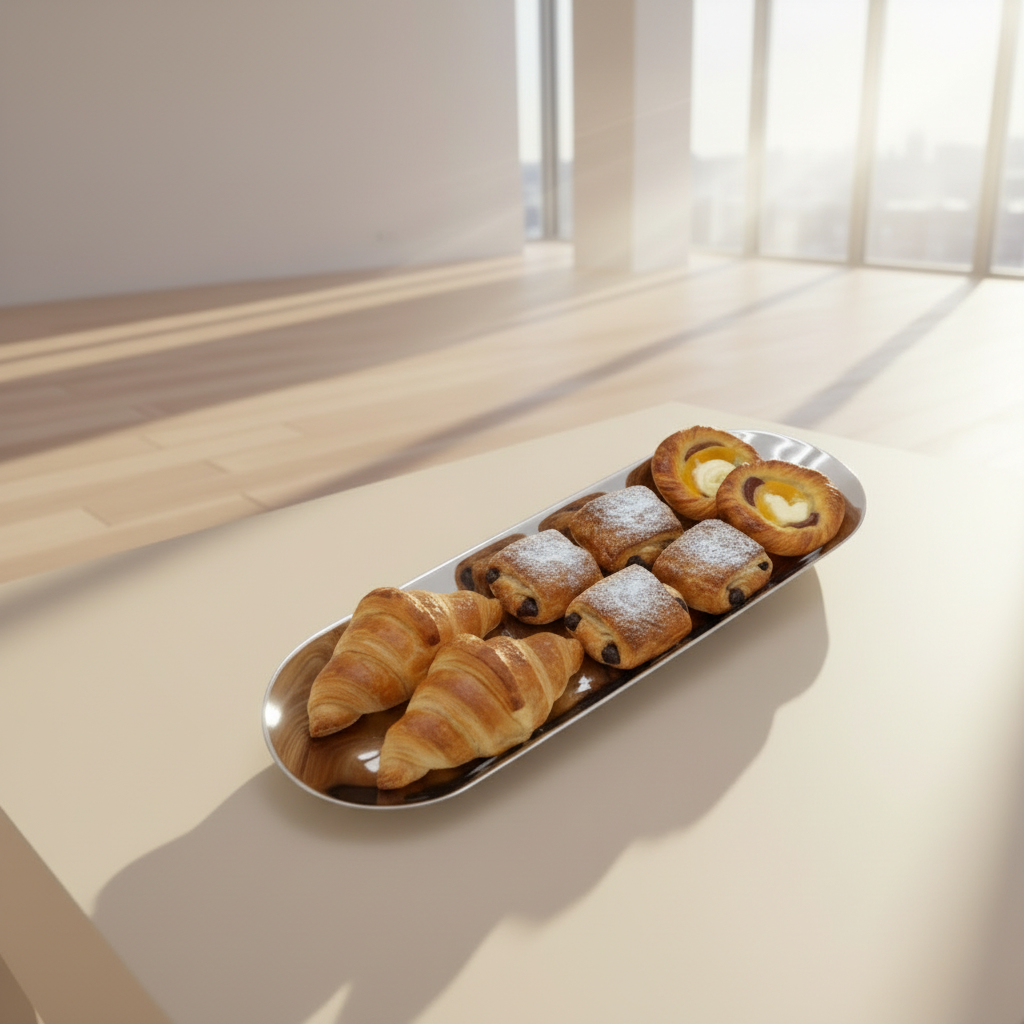 Oval Try | Double Wall | Stainless Steel | Ice Pattern