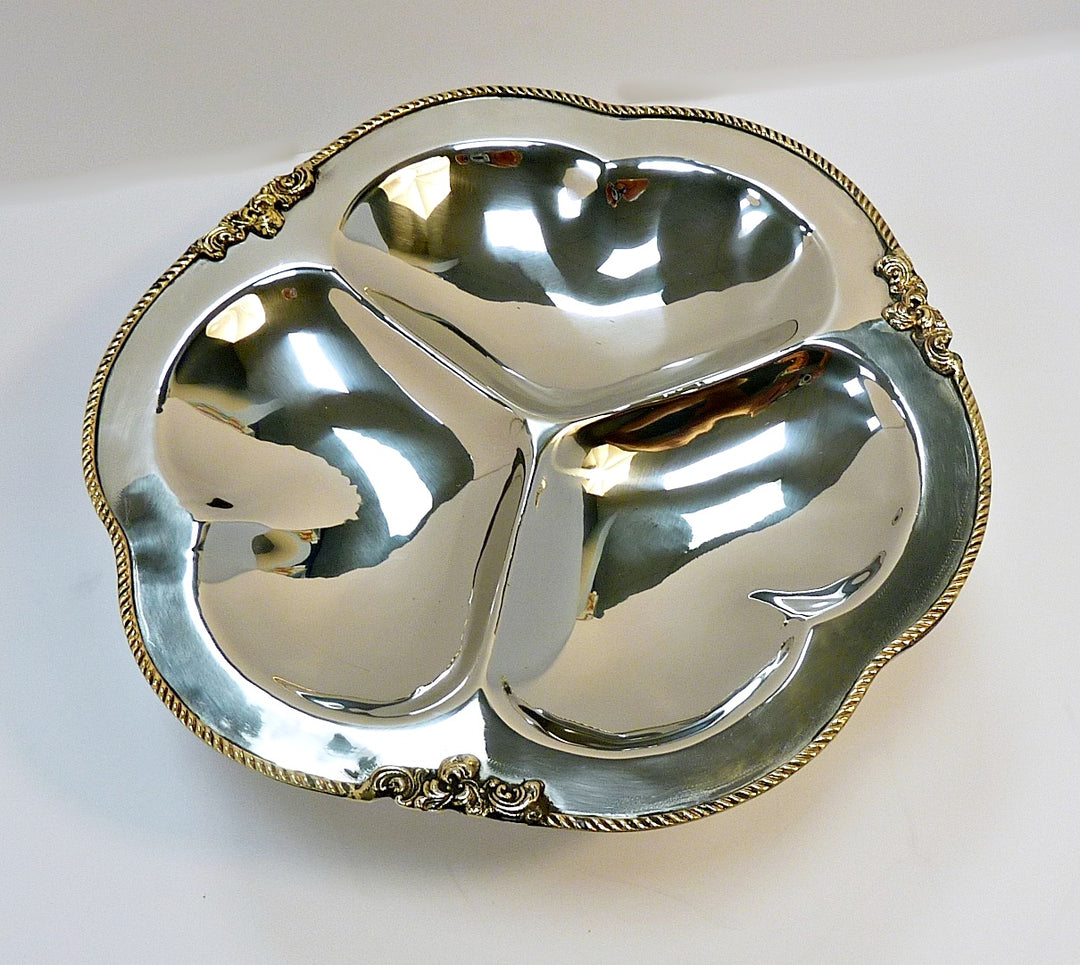 3 compartment serveware | Stainless Steel &amp; Brass