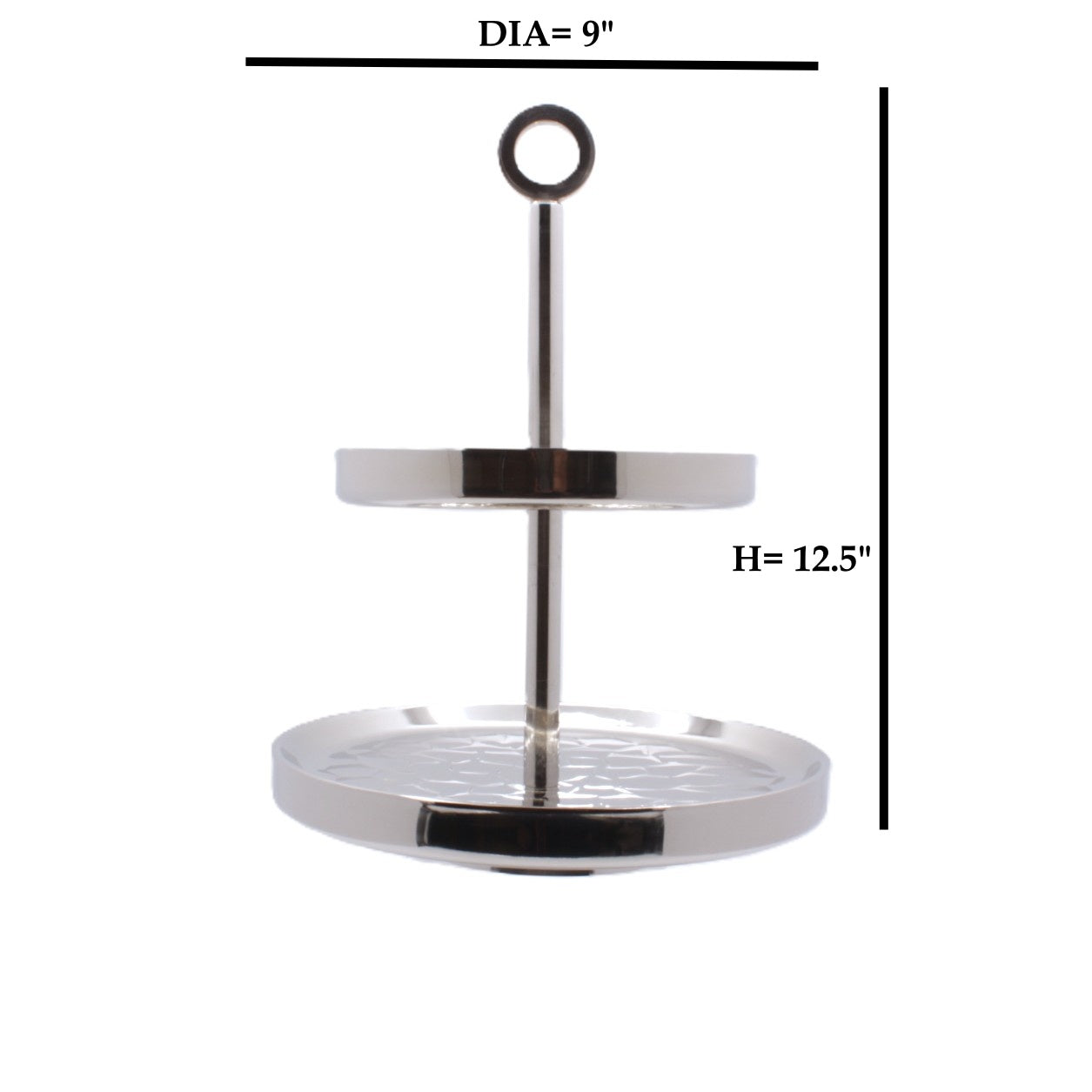 Cake Stand | Double Wall | Stainless Steel | Ice Pattern