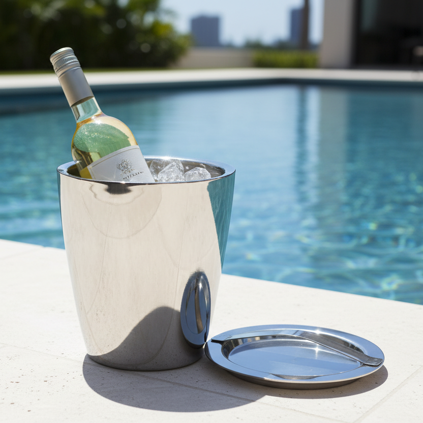 Slant Ice Bucket | Double wall | Stainless Steel | Ice Pattern