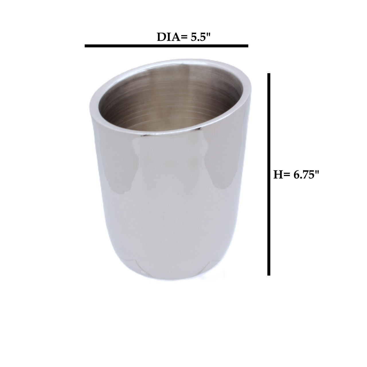 Slant Ice Bucket | Double wall | Stainless Steel | Mirror Finish