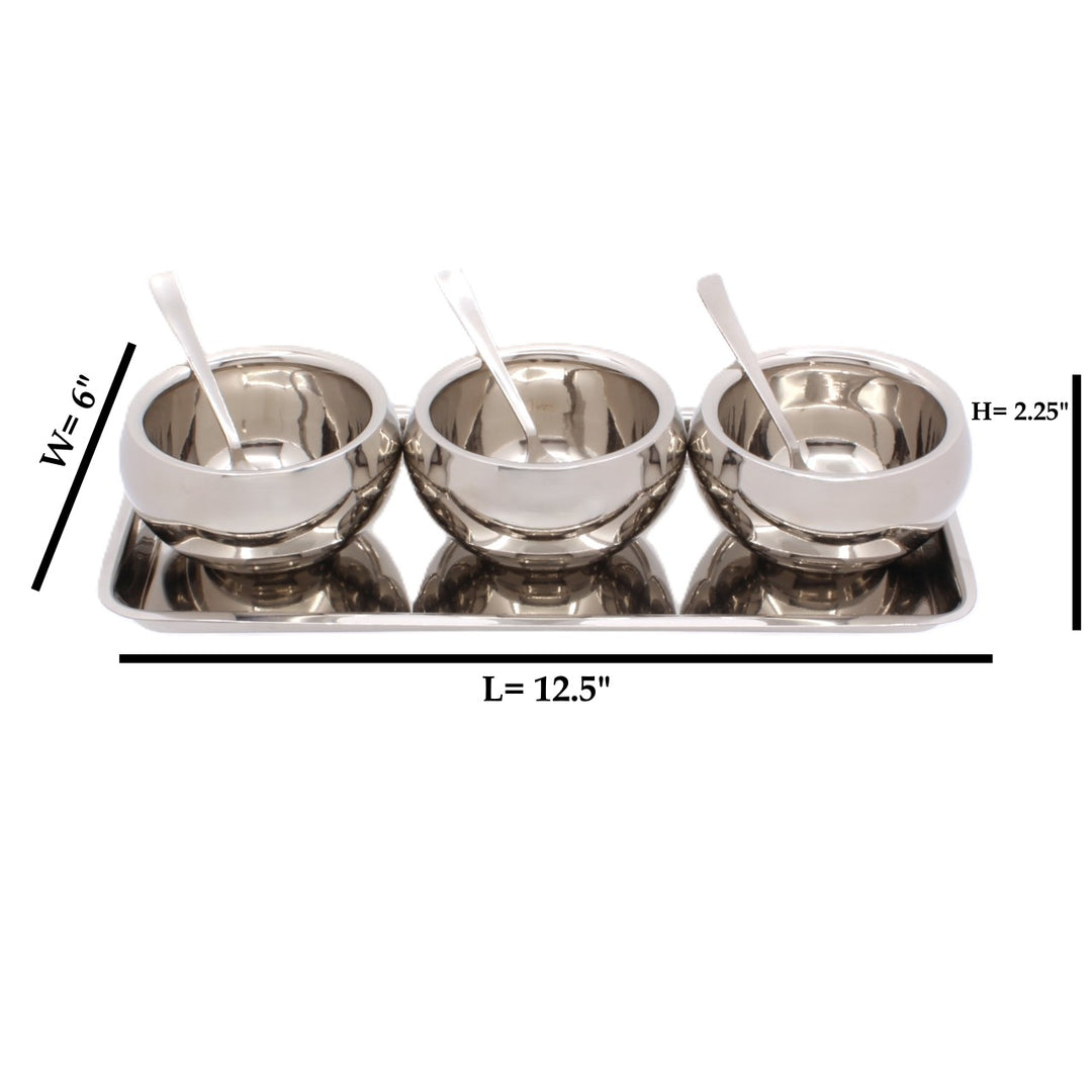 Round Snack Serving Set | Double Wall | Stainless Steel 