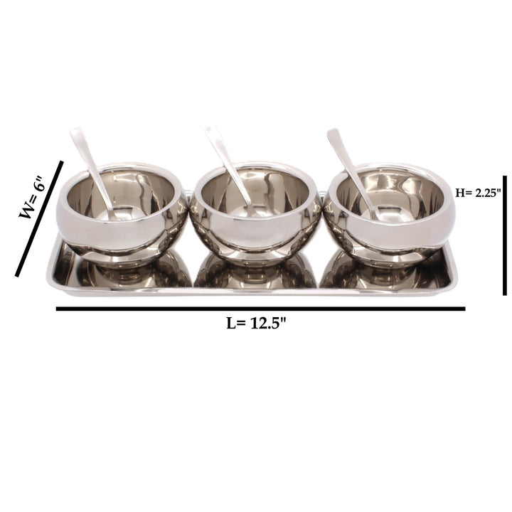 Round Snack Serving Set | Double Wall | Stainless Steel 