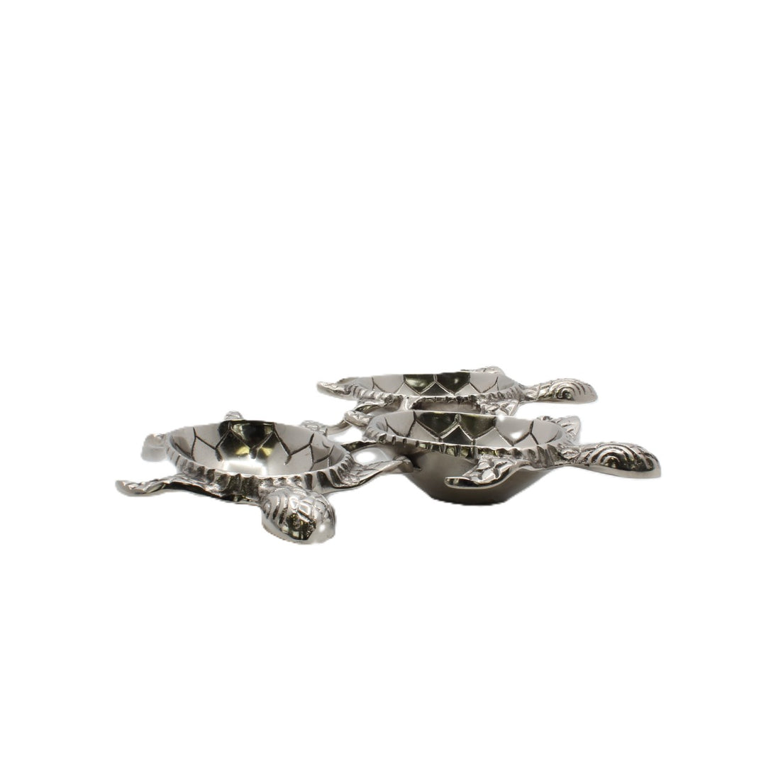 Three silver turtle-shaped coasters | Aluminum | 310004
