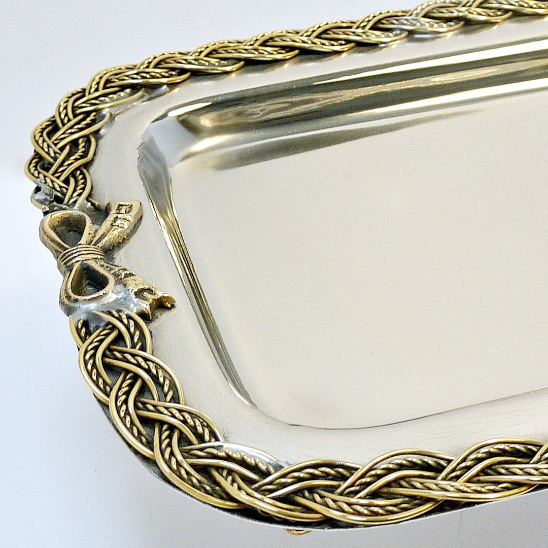 Rectangular Tray | Two Tone | St Steel &amp; Brass