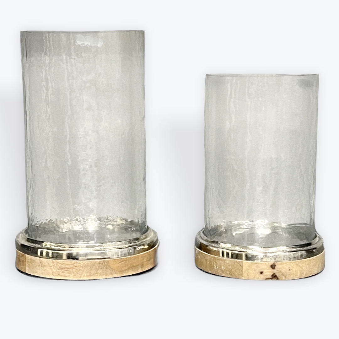 Glass hurricane candle holder / set of 2 / 37550