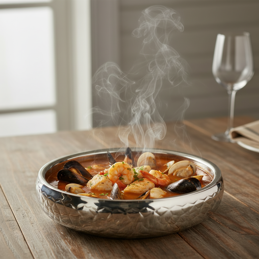Shallow Belly Serving Bowl | Double Wall | Stainless Steel