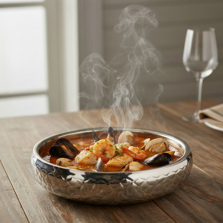 Shallow Belly Serving Bowl | Double Wall | Stainless Steel