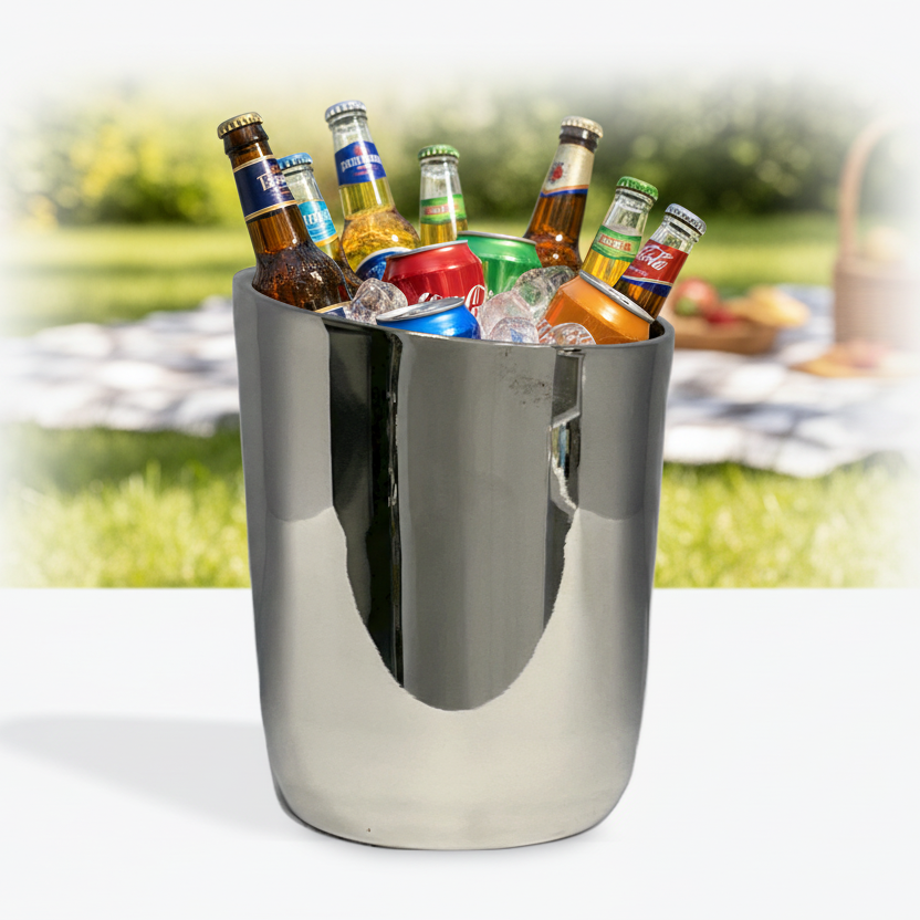 Slant Ice Bucket | Double wall | Stainless Steel | Ice Pattern