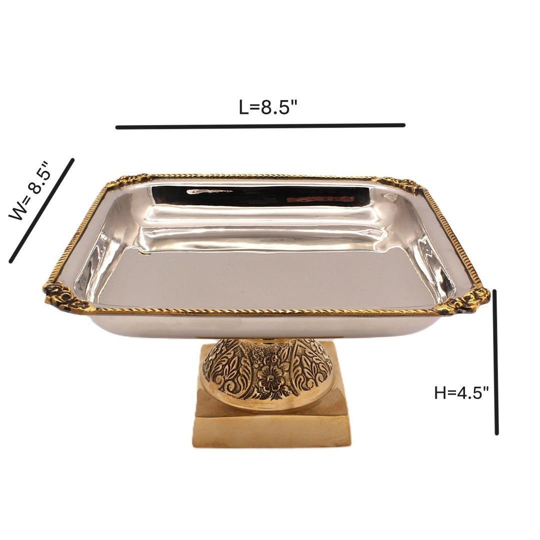 Square Candy Stand | Two tone |  St Steel &amp; Brass