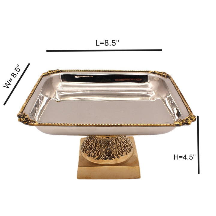 Square Candy Stand | Two tone |  St Steel &amp; Brass