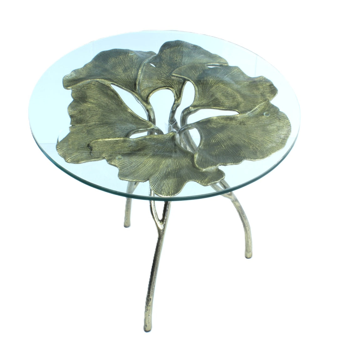 End Table | Leaf Design | Aluminum | Brass color | 310024