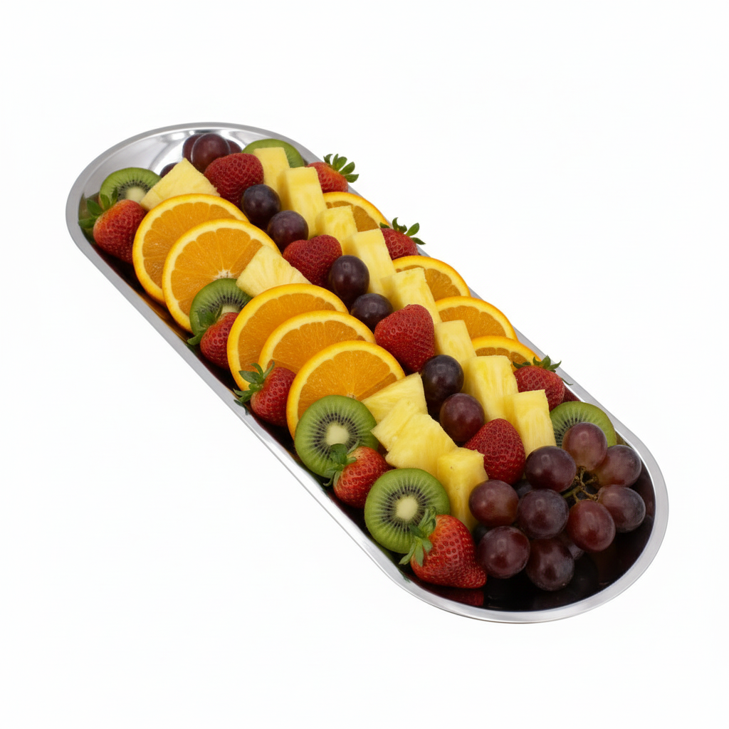 Oval Try | Double Wall | Stainless Steel | Ice Pattern