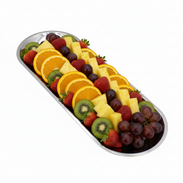 Oval Try | Double Wall | Stainless Steel | Ice Pattern