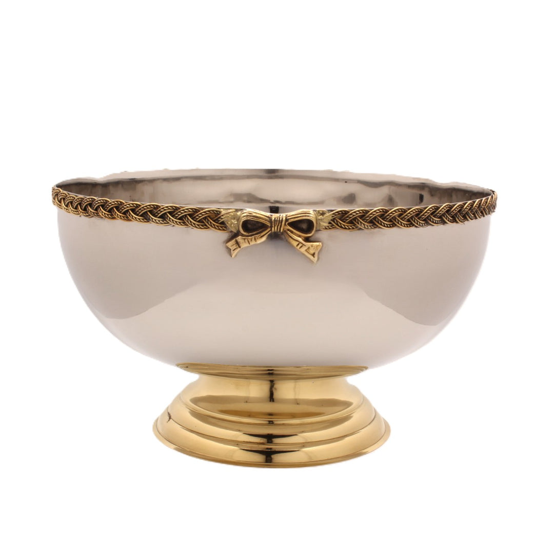 Large Bowl Server | Two Tone | Stainless Steel &amp; Brass 