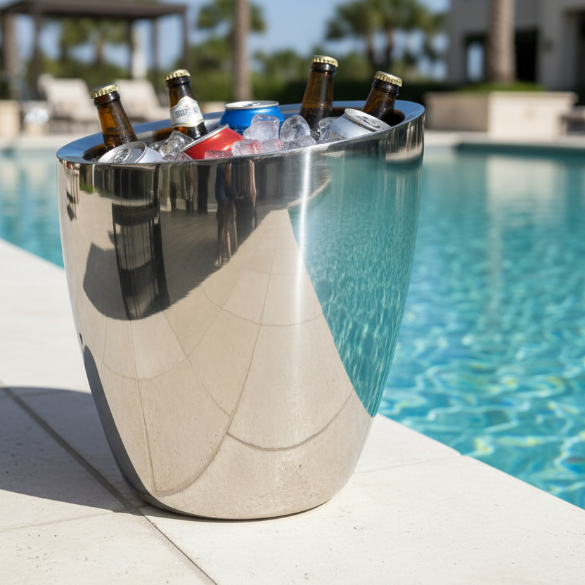 Slant Ice Bucket | Double wall | Stainless Steel | Ice Pattern