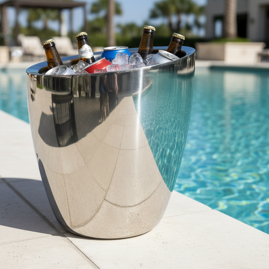 Slant Ice Bucket | Double wall | Stainless Steel | Ice Pattern