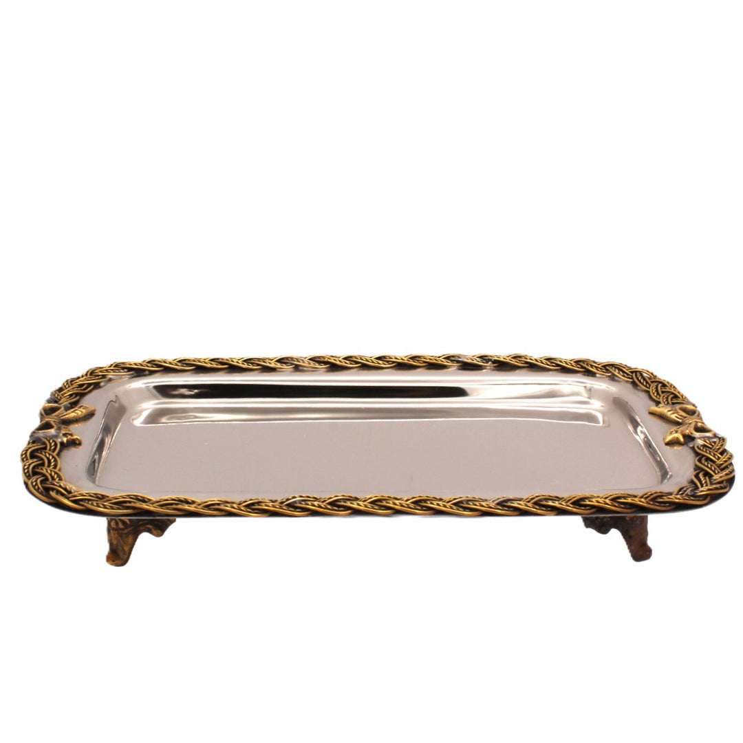 Rectangular Tray | Two Tone | St Steel &amp; Brass
