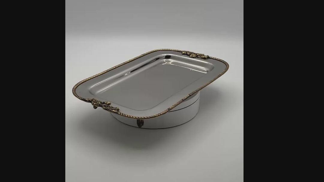 Rectangular Tray | Two tone St Steel &amp; Brass | 320019