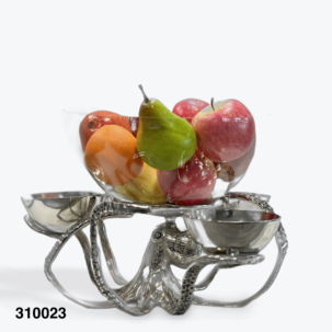 Octopus with 3 Metal Bowls and 1 Glass Bowl / 310023