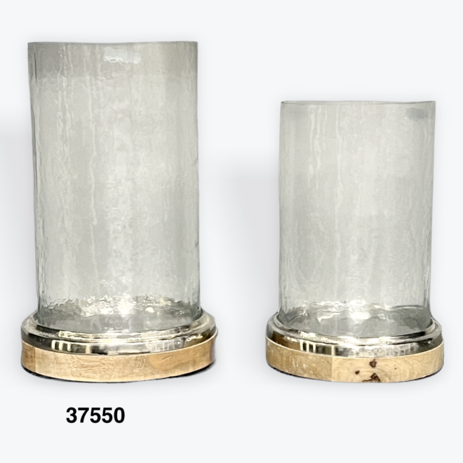 Glass hurricane candle holder / set of 2 / 37550